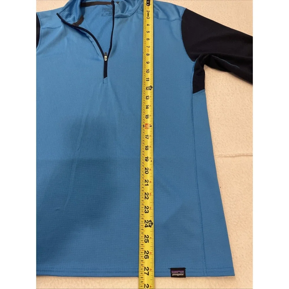 Patagonia Capilene Base Layer Shirt Mens Size M 1/4 Zip Blue Midweight Hiking